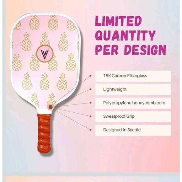 New! Carbon Fiber Pickleball Paddles, Cushion Comfort, Cover Cactus Design $85 - Picture 7 of 7